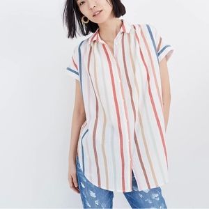 Madewell Gauze Central Tunic Shirt in Rainbow Stripe